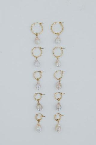 Charm Hoops - Teardrop Pink Pearl