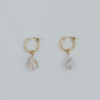 Charm Hoops - Teardrop Pink Pearl