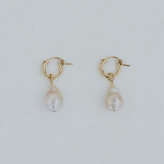 Charm Hoops - Teardrop Pink Pearl
