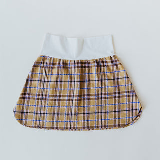 Plaid Flannel Mini Skirt - Gold & Purple