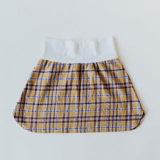 Plaid Flannel Mini Skirt - Gold & Purple