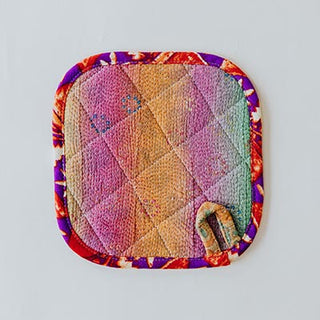 Kantha Pot Holder - Purple Border