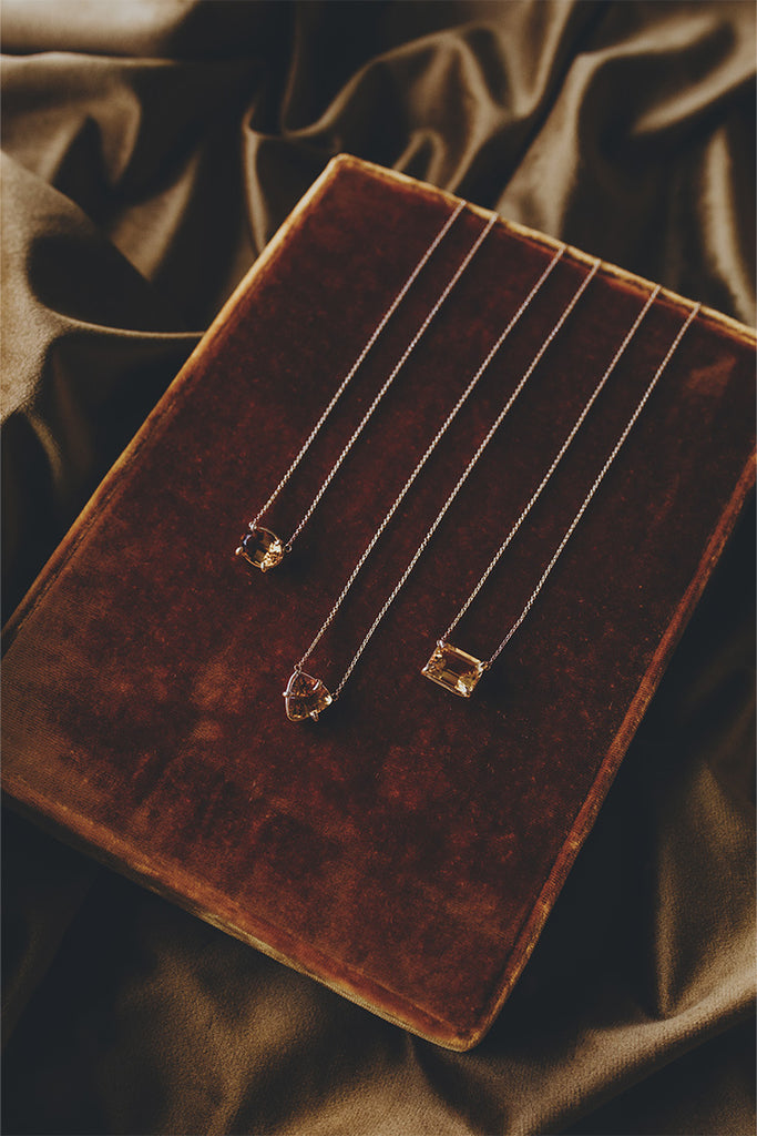 Prong Set Gemstone Necklace - Citrine