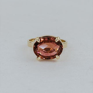 Wide Set Gemstone Ring - Pink Tourmaline | 14K