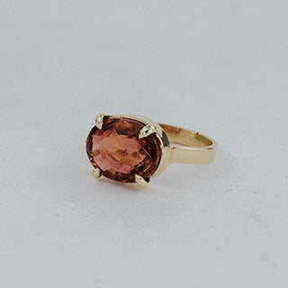 Wide Set Gemstone Ring - Pink Tourmaline | 14K