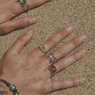 Wide Set Gemstone Ring - Pink Tourmaline | 14K