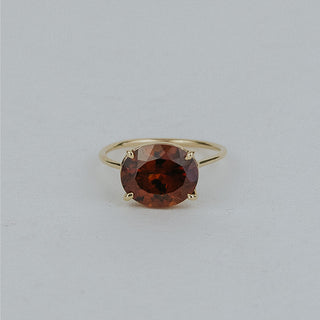 Prong Set Gemstone Ring - Red-Orange Zircon 14K