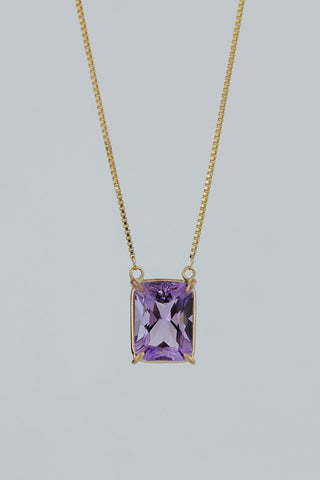 Prong Set Gemstone Necklace - Amethyst