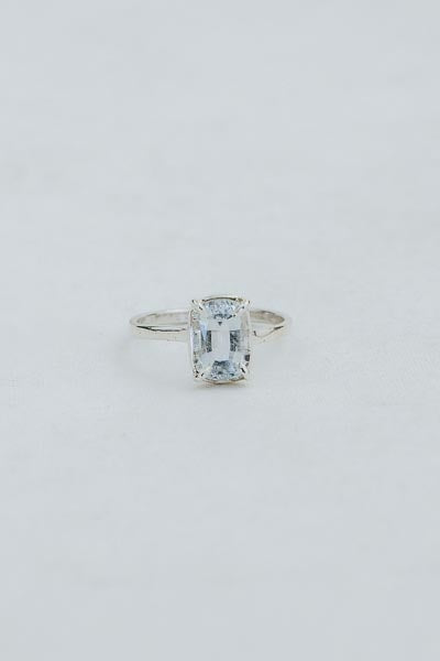 Wings Hawaii prong set aquamarine ring in sterling silver 