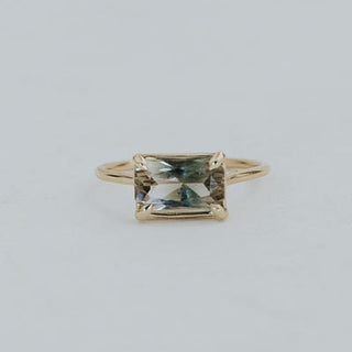 Emerald Cut Prong Set Ring - Sunstone 14k YG