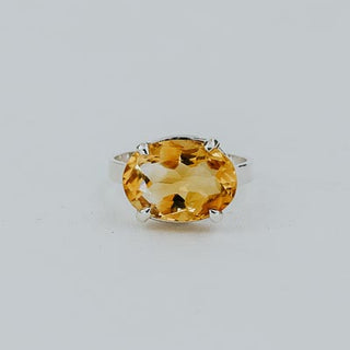 Wide Prong Set Gemstone Ring - Citrine | Sterling Silver