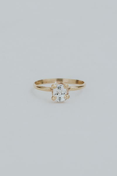 Prong Set Gemstone Ring - White Topaz