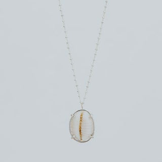 Prong Set Shell Necklace - Granulated Cowrie