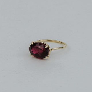 Prong Set Gemstone Ring - Dark Tourmaline 14K