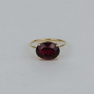 Prong Set Gemstone Ring - Dark Tourmaline 14K