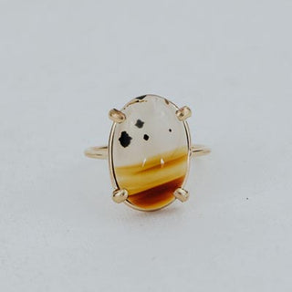 Oval Prong Set Ring - Montana Agate