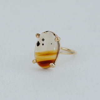 Oval Prong Set Ring - Montana Agate