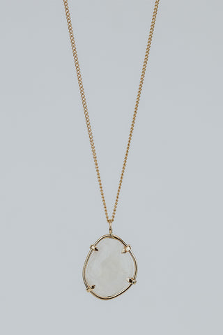 Rose Cut Gemstone Necklace - Moonstone 14k