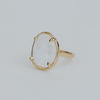 Rose Cut Gemstone Ring - Moonstone 14k