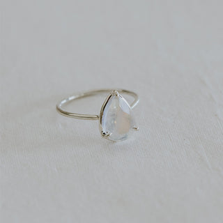 Moonstone Teardrop Ring - Sterling Silver