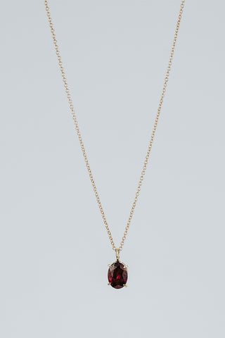 Prong Set Gemstone Necklace - Garnet Rhodolite 14k
