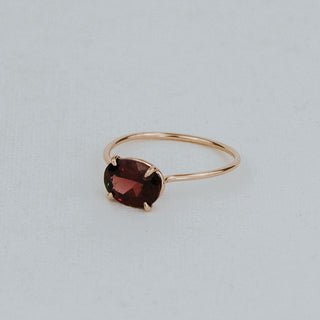 Prong Set Ring - Garnet - 14K Rose Gold