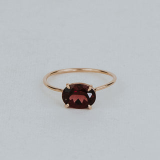 Prong Set Ring - Garnet - 14K Rose Gold