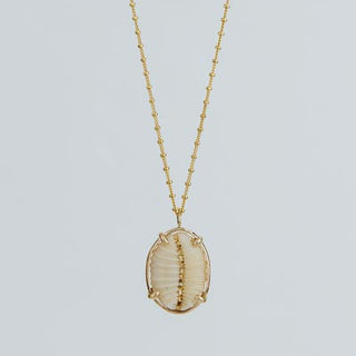 Prong Set Shell Necklace - Granulated Cowrie