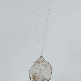XL Prong Set Herkimer Necklace - Sterling Silver