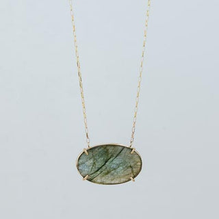 Prong Set Stone Necklace - Labradorite