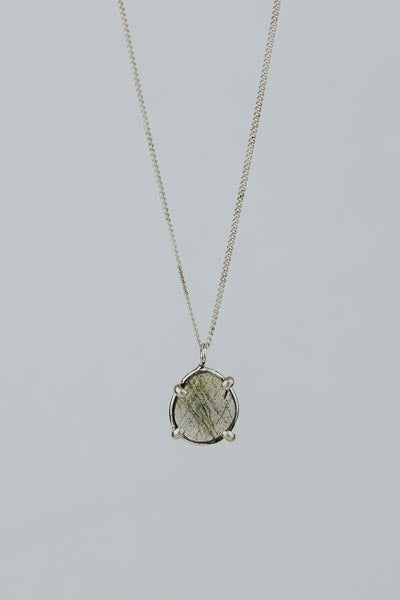 Rose Cut Gemstone Necklace - Labradorite | SS