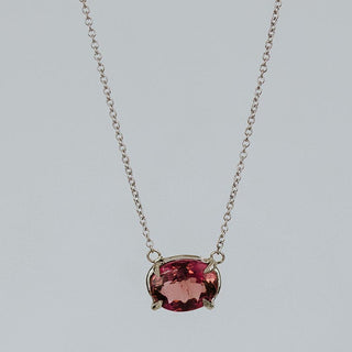 Prong Set Gemstone Necklace - Tourmaline 14K White Gold