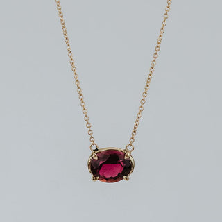 Prong Set Gemstone Necklace - Tourmaline 14K Yellow Gold