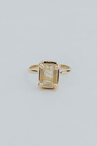 Wings Hawaii prong set rutilated quartz ring in 14k gold fill 