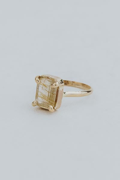 Wings Hawaii prong set rutilated quartz ring in 14k gold fill 