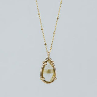 Teardrop Crystal Ball Necklace - Rutilated Quartz