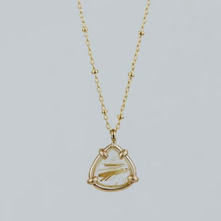 Teardrop Crystal Ball Necklace - Rutilated Quartz