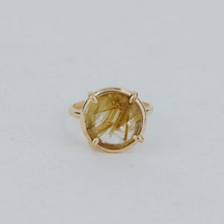 Prong Set Gemstone Ring - Rutilated Quartz