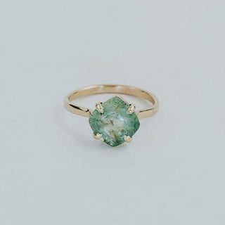 Wings Hawaii aqua green tourmaline ring in 14k yellow gold