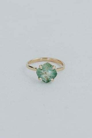 Wings Hawaii aqua green tourmaline ring in 14k yellow gold