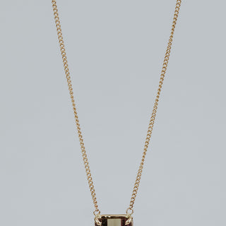 Prong Set Square Gemstone Necklace - Tourmaline 14k