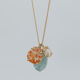 Sunrise aquamarine sunstone charm necklace