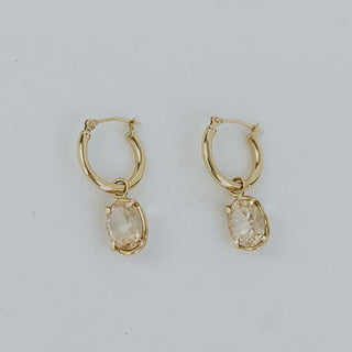 Charm Hoops - Oval Sunstone | 14K