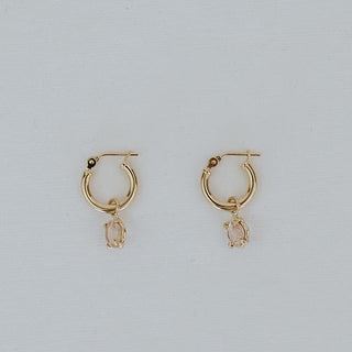 Sunstone prong set on clasping hoop 14K Yellow Gold