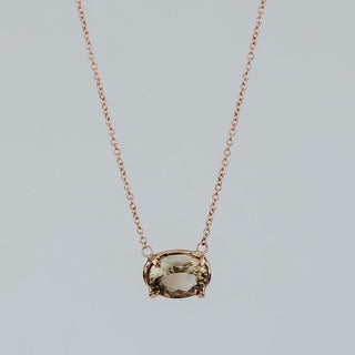 Prong Set Gemstone Necklace - Sunstone 14k RG