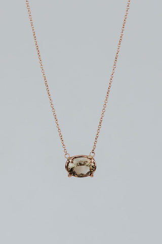 Prong Set Gemstone Necklace - Sunstone 14k RG