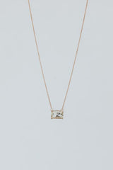 wings hawaii prong-set, emerald-cut sunstone necklace in 14k rose gold  thumbnail