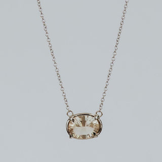 Prong Set Gemstone Necklace - Sunstone 14k WG