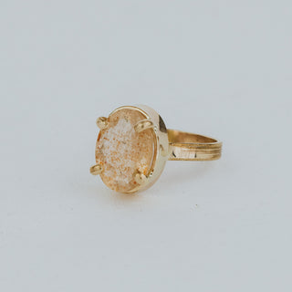Wide Set Gemstone Ring - Sunstone