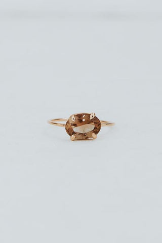 Oval Sunstone Ring - 14K Rose Gold